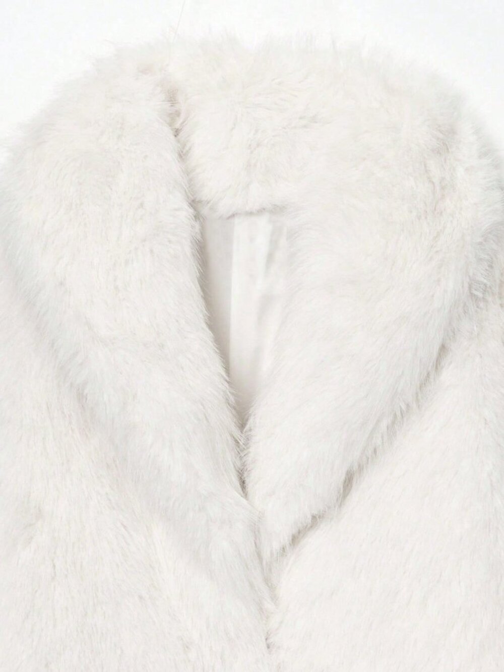 White Casual Women's Faux Fur Collar Short Jacket - Picture 5 of 10